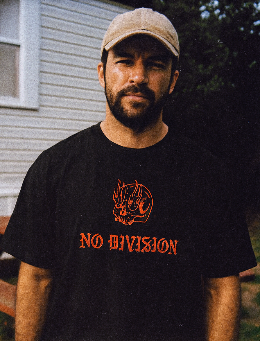 Fight Back Tee – No Division Flame Skull Edition